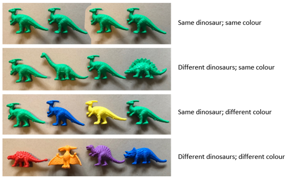 Dinosaur shaped counting aids 