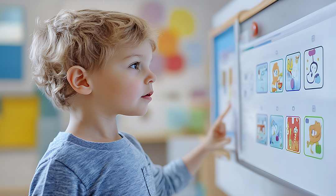 Child looking at computer screen
