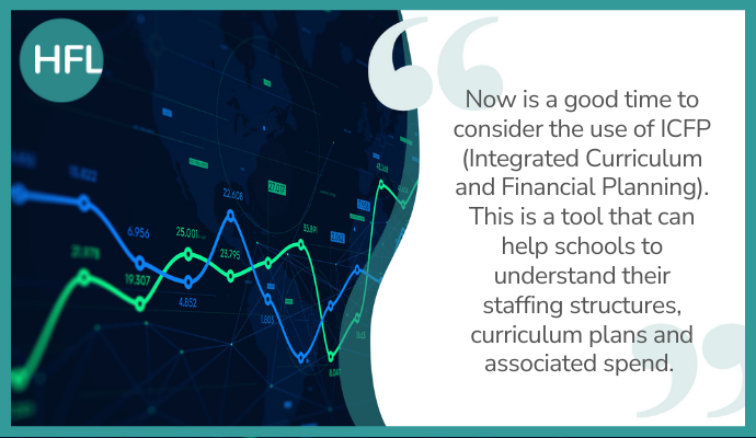 "Now is a good time to consider the use of ICFP (Integrated Curriculum and Financial Planning). This is a tool that can help schools to understand their staffing structures, curriculum plans and associated spend"