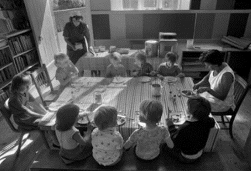 Children eating at table