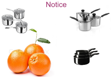 Pots pans and oranges