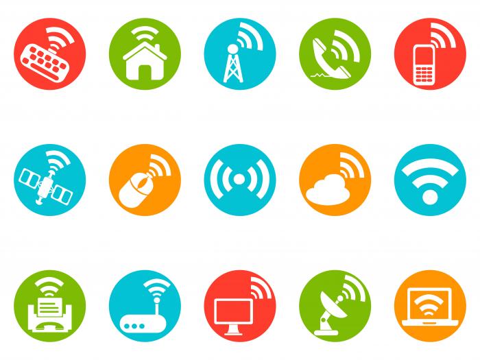 Wireless communication button icons set