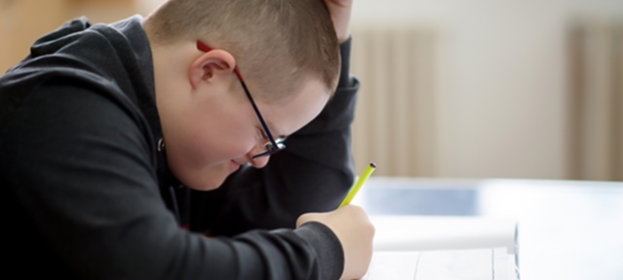 Pupil working in book