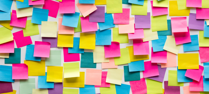 sticky notes on a wall