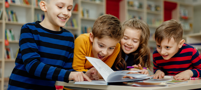 group of children reading