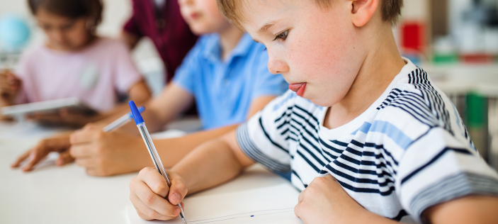 children writing
