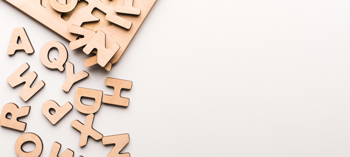 Random letter cut-out shapes