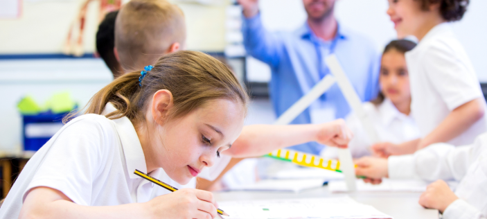 Students working in classroom