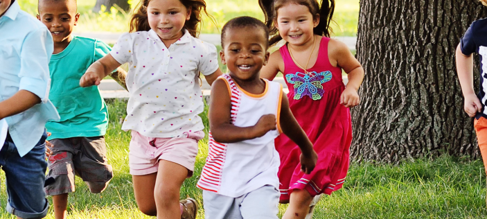 Early Years children playing outside