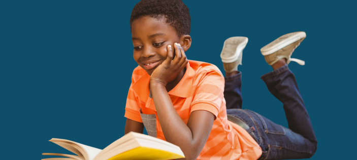 Boy reading book
