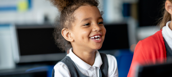 Happy looking school child