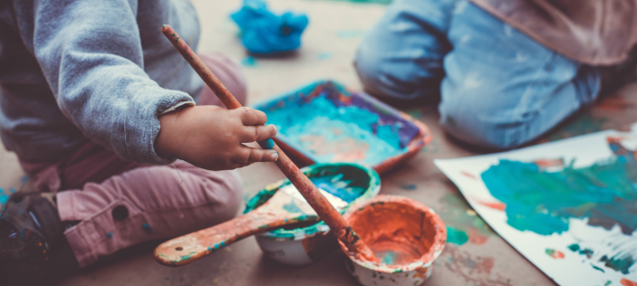 Children playing with paint