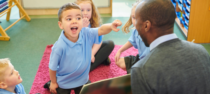 Happy looking children in classroom