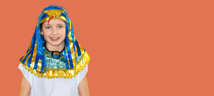 Girl wearing Ancient Egyptian headgear 