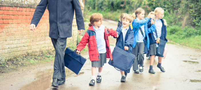 Children walking into school