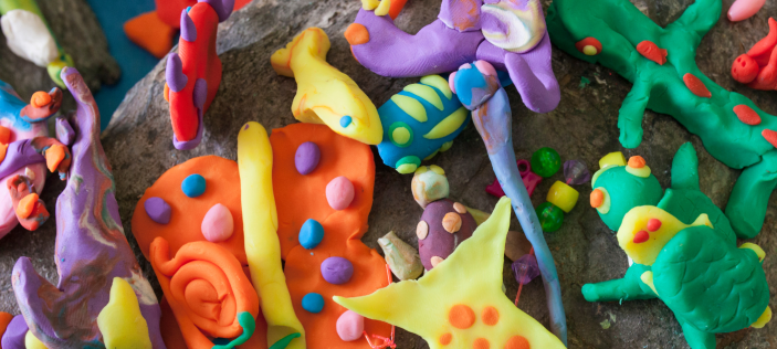Colourful characters made from playdough 