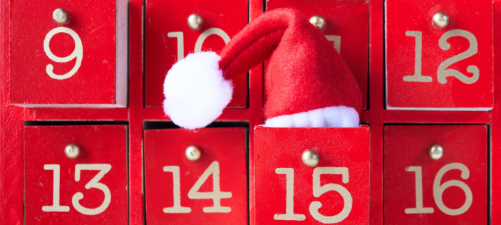 Red numbers advent calendar boxes