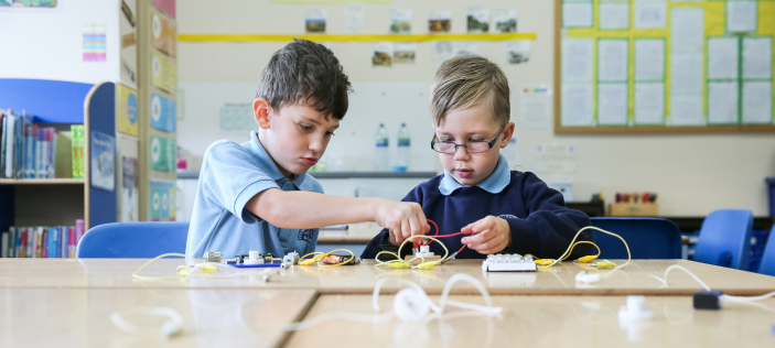 Children conducting a science experiment together