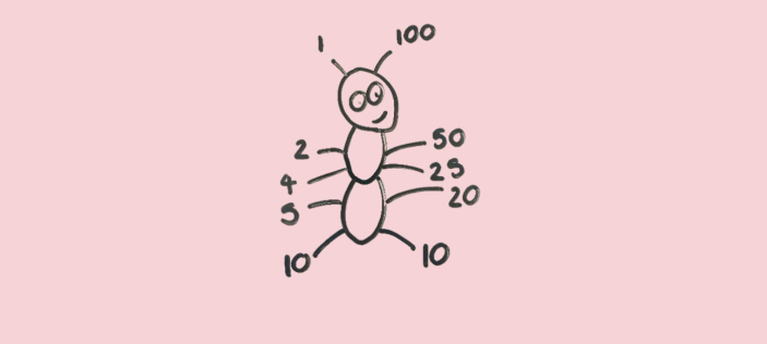 Illustration of an ant in black pen