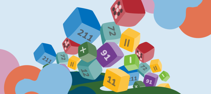 Coloured blocks with numbers graphic illustration