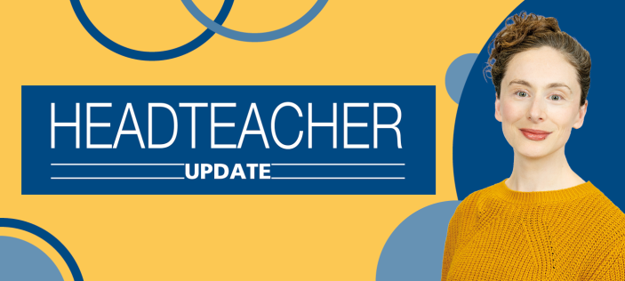 "Headteacher update" with an image of Charlotte Jackson