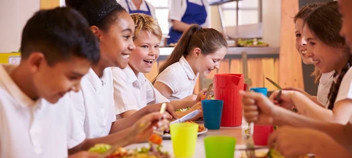 Children in school canteen