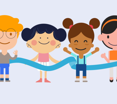 cartoon images of young children holding hands