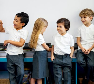 group of primary school children in uniform