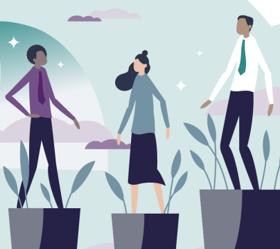 The HFL Education 2023 Post-16 Conference: Leading an Inclusive Sixth Form Graphic illustration of people stood in pots being watered