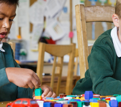 boys playing with blocks