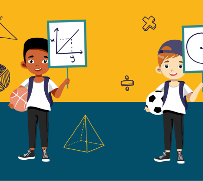 Illustration of characters doing maths