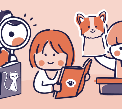 cartoon characters reading books