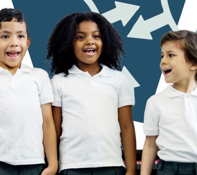 primary children in front of images