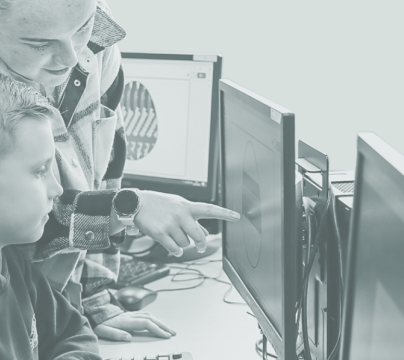 Students sitting at computers