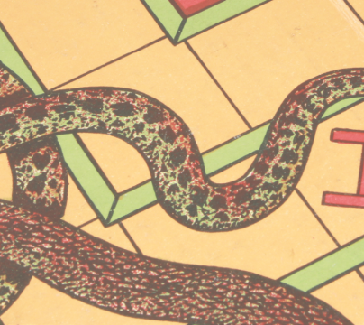 Snakes and ladders board