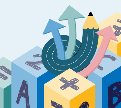 Illustration of cubes and pencil