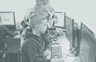 Students sitting at computers
