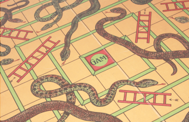 Snakes and ladders board