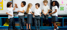 children of different ethnicity lined up together