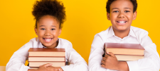 Children hugging books
