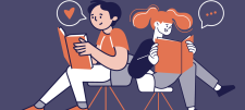 girl and boy cartoons reading