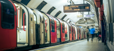 Underground train pulling into station