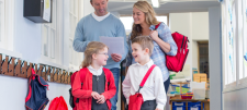 family visiting a school