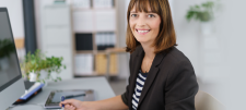 Female looking at a computer