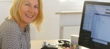 woman with computer screen