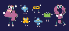 Amusing maths related illustrated characters