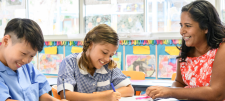 Pupils with teacher in classroom