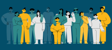 yellow, blue, green people 