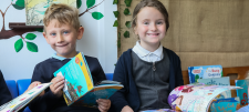 Happy looking school children