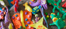 Colourful characters made from playdough 